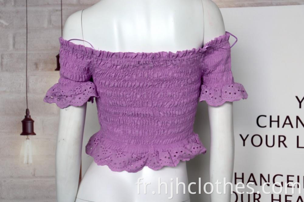 Cotton Women's One-shoulder Short-sleeved Blouse